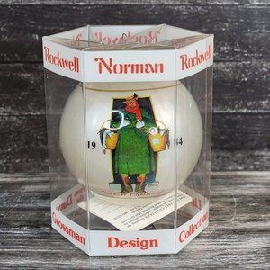 Vintage 1984 Norman Rockwell Merrie Christmas Ornament 10th Glass Dave Grossman